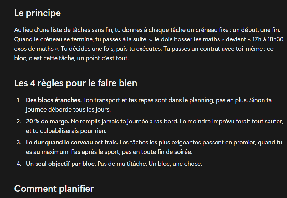 Le contenu écrit d'un module